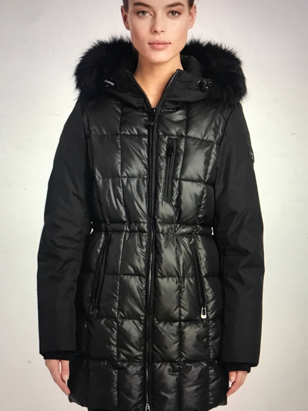 LIKE NEW! Noize Black Quilted Faux-Fur Hooded Puffer Coat - Large